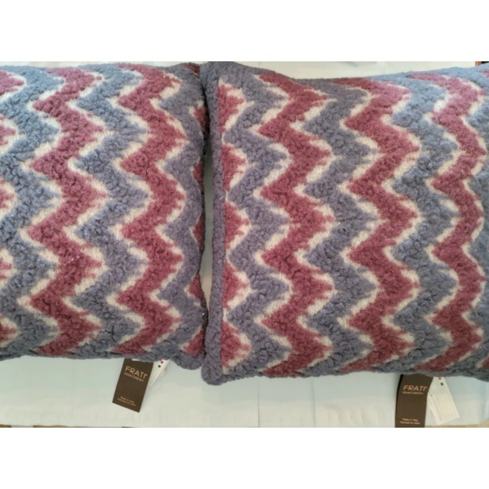 2x Frati Italian Home Collection Throw Pillow Boiled Wool Chevron MSRP $179.00